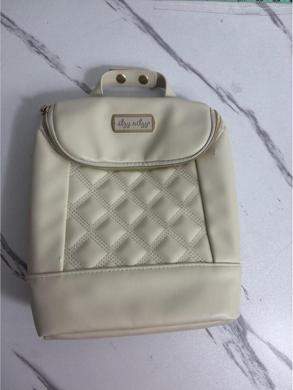 Itzy Ritzy Beige Quilted Milk Bottle Bag Bee Print Interior Pockets Baby Newborn
